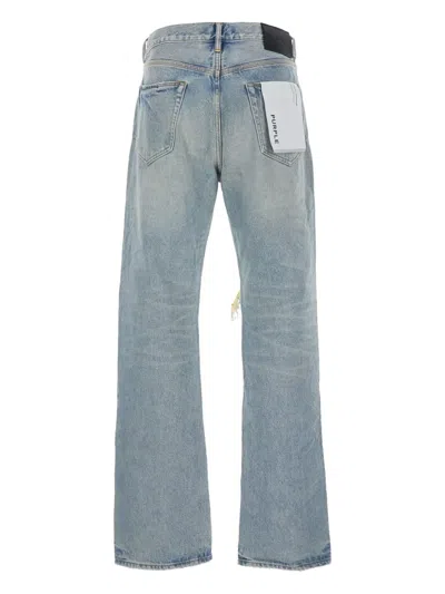 Purple Brand Light Blue Jeans With Logo Patch On The Rear And Maxi Ripping On The Front In Blue