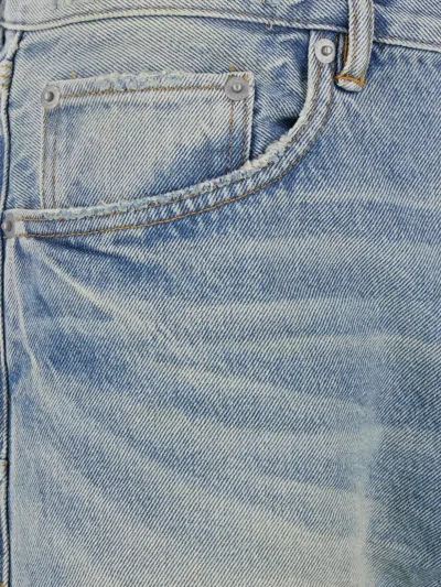 Purple Brand Light Blue Jeans With Logo Patch On The Rear And Maxi Ripping On The Front In Blue