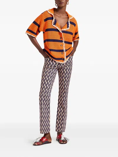 La Doublej Geometric-print Flare Jeans