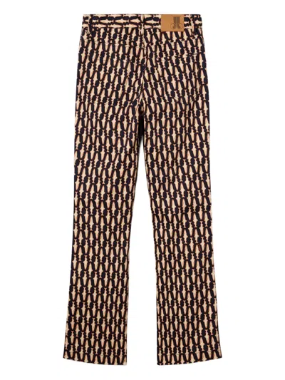 La Doublej Geometric-print Flare Jeans