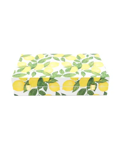 Les-ottomans Lemon-print Backgammon Set In Yellow