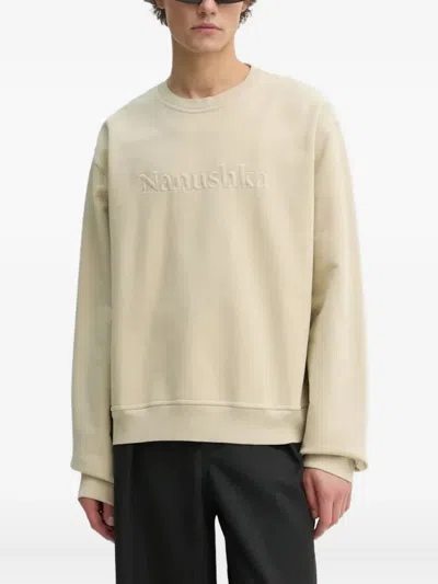 Nanushka Mart Cotton Logo-embroidered Sweatshirt In Neutral