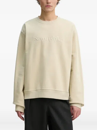 Nanushka Mart Cotton Logo-embroidered Sweatshirt In Neutral