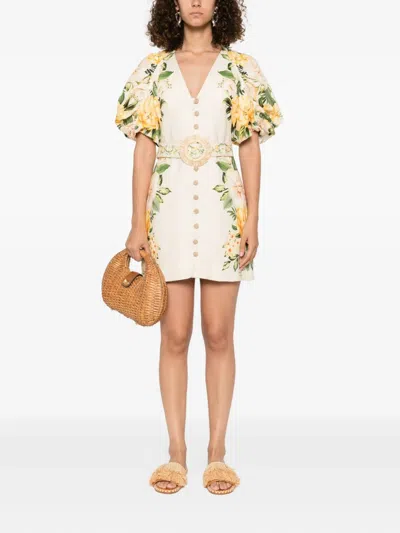 Farm Rio Sand Garden Cascade Euroflax Premium Linen Mini Dress