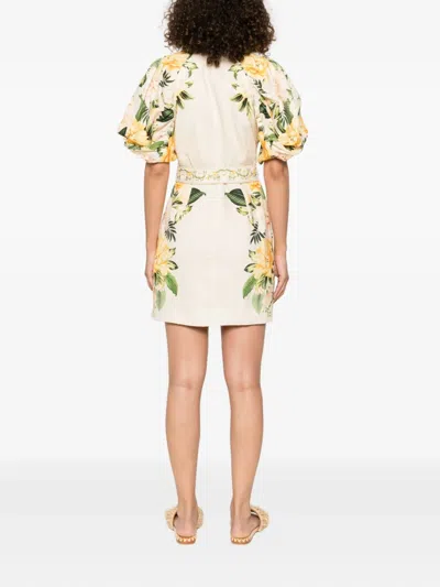 Farm Rio Sand Garden Cascade Euroflax Premium Linen Mini Dress