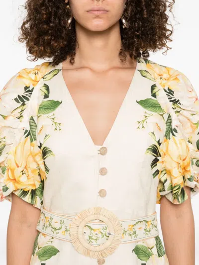 Farm Rio Sand Garden Cascade Euroflax Premium Linen Mini Dress