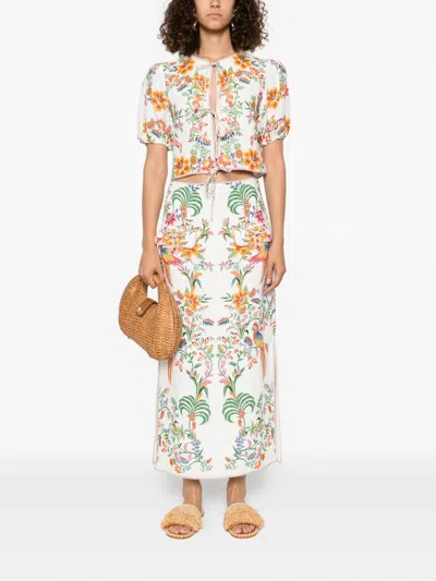 Farm Rio Delicate Forest Maxi Skirt In Multi