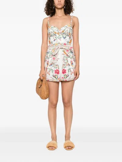Farm Rio Linen Romper In Multi