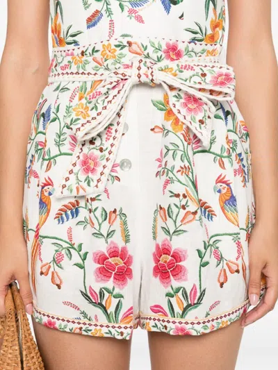 Farm Rio Linen Romper In Multi