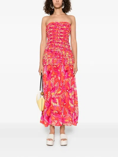Farm Rio Flying Birds Midi Dress In Pink