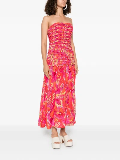 Farm Rio Flying Birds Midi Dress In Pink