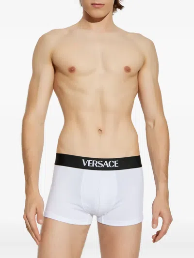 Versace Logo-band Boxer (set Of Two) In White
