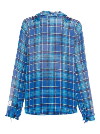 Gallery Dept. Mens Blue Multi Marley Flannel Checked Cotton Shirt In Blue