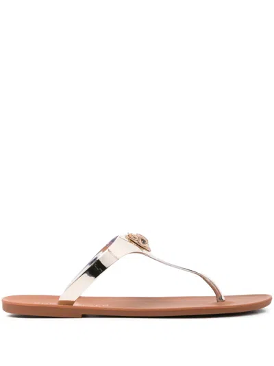 Kg Kurt Geiger Metallic-embellished Thong Slippers In Metallic