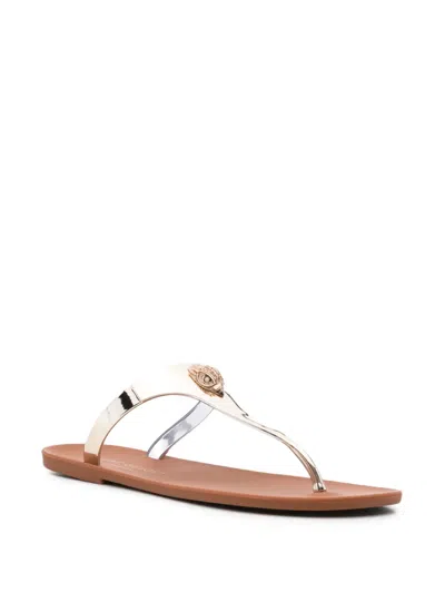 Kg Kurt Geiger Metallic-embellished Thong Slippers In Metallic