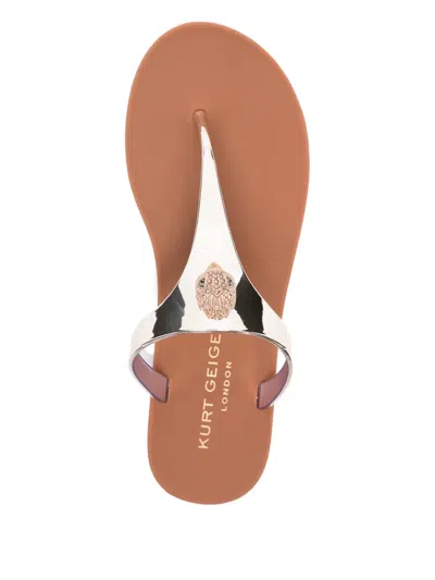 Kg Kurt Geiger Metallic-embellished Thong Slippers In Metallic