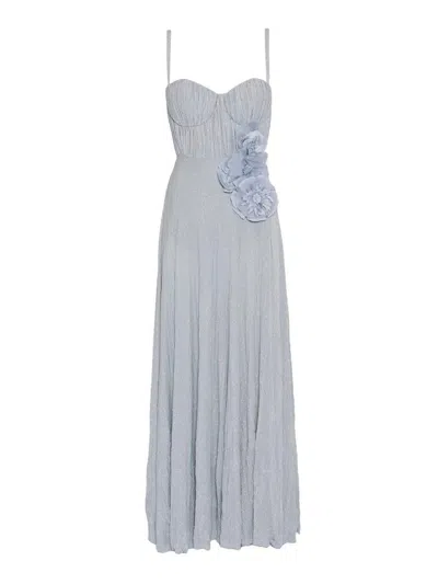 Elisabetta Franchi Maxi Dress With Sweetheart Neckline In Blue