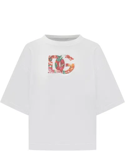 Dolce & Gabbana Short Sleeve Floral Logo T-shirt In White