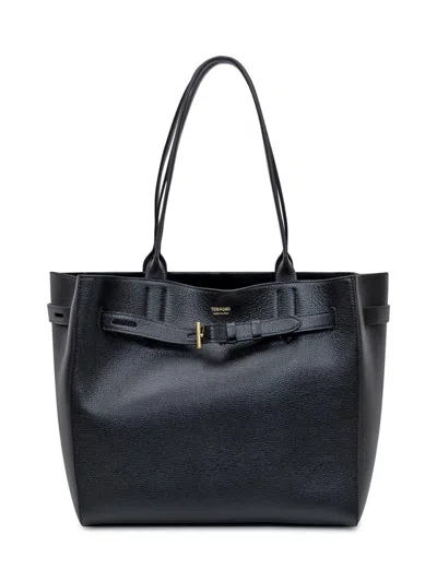 Tom Ford Black Audrey Medium Leather Tote Bag