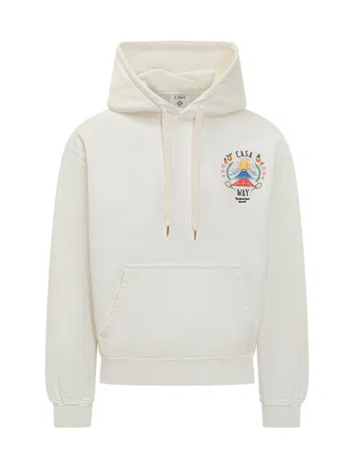 Casablanca Cotton Sweatshirt With Front Pocket And Hood In White