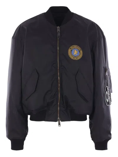 Balenciaga Oversized Down Jacket With Ribbed Accents In Black