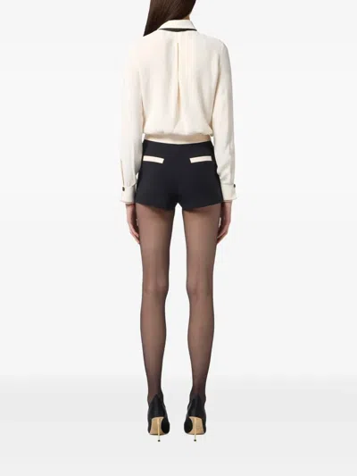 Elisabetta Franchi Blouse In Georgette Fabric With Foulard Scarf Neck In White