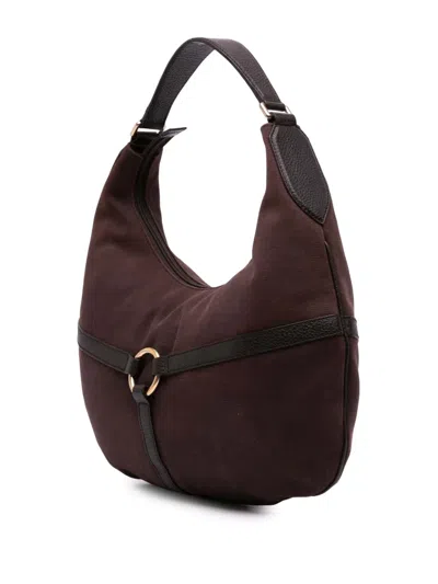 Pre-owned Gucci 2016-2025 Canvas Reins Hobo Bag In Brown