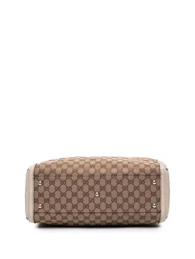 Pre-owned Gucci 2016-2025 Medium Gg Canvas Bella Tote Bag In Brown