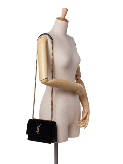 Pre-owned Saint Laurent 2018 Small Velvet Monogram Sunset Crossbody Bag
