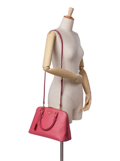 Pre-owned Prada 2000-2024 Medium Saffiano Lux Promenade Satchel In Pink