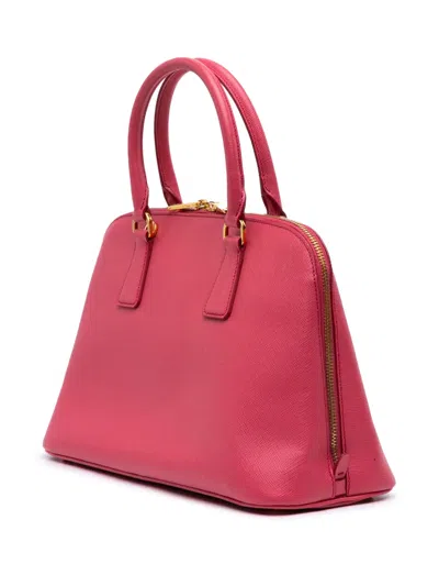 Pre-owned Prada 2000-2024 Medium Saffiano Lux Promenade Satchel In Pink