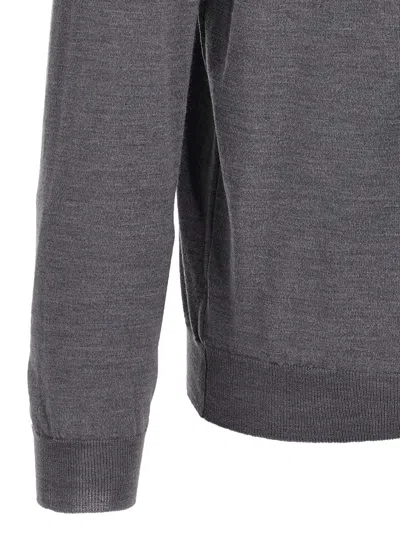 Zanone Virgin Wool Polo Shirt With Button Placket And Cuffed Sleeves In Gray