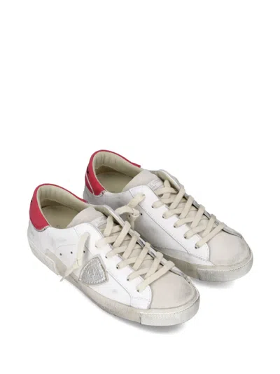 Philippe Model Distressed Leather Low-top Sneakers In White