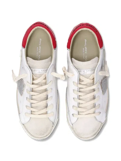 Philippe Model Distressed Leather Low-top Sneakers In White