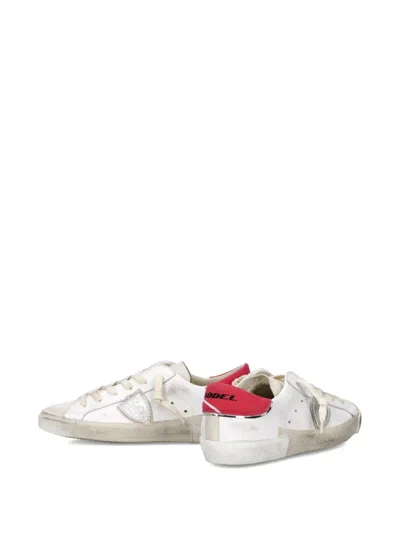 Philippe Model Distressed Leather Low-top Sneakers In White