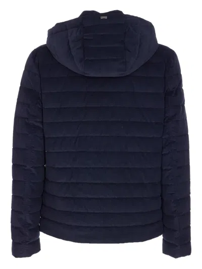 Herno Hooded Quilted Down Jacket In Blue