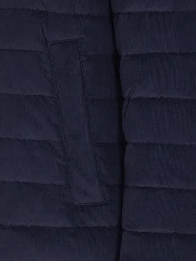 Herno Hooded Quilted Down Jacket In Blue