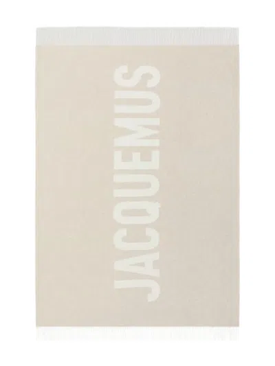 Jacquemus Logo-jacquard Wool Scarf In Neutral