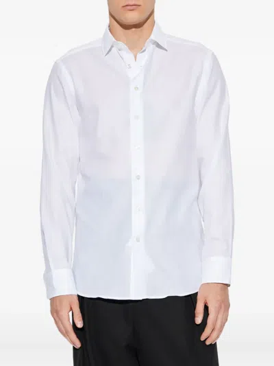 Etro Cotton Jacquard Shirt With Gecko Motif In White