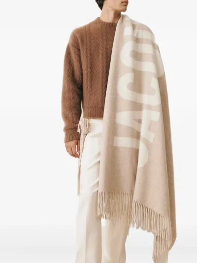 Jacquemus Logo-jacquard Wool Scarf In Neutral