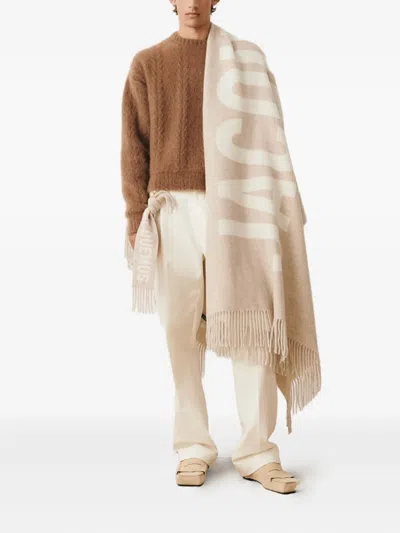 Jacquemus Logo-jacquard Wool Scarf In Neutral