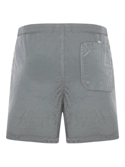 Stone Island Compass Logo-patch Swim Shorts In Gray