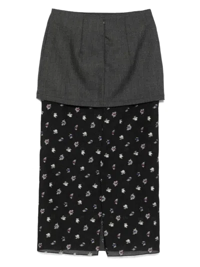 Racil Demi Layered Maxi Skirt In Gray