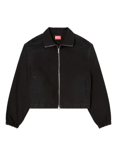 Diesel High-neck Technical Jogg Jeans Jacket In Black