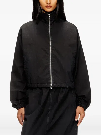 Diesel High-neck Technical Jogg Jeans Jacket In Black