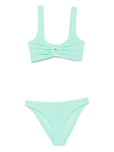 Hunza G Julia Ring-detail Crinkle Bikini In Green