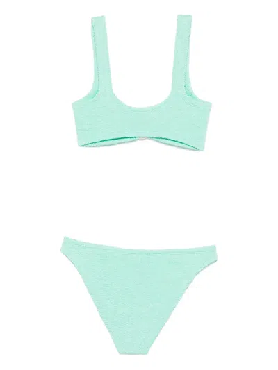 Hunza G Julia Ring-detail Crinkle Bikini In Green