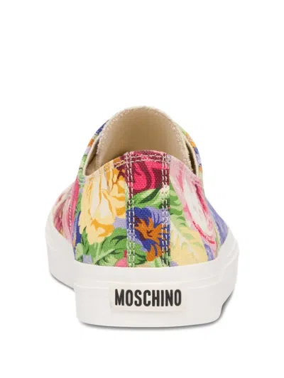 Moschino Teddy-bear-print Sneakers In Gold