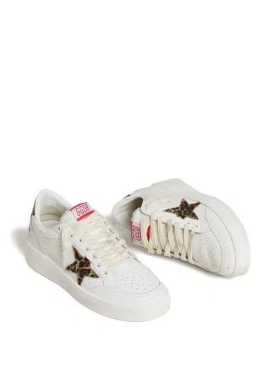 Golden Goose Leather Leopard-print Star Sneakers In White