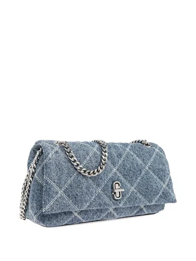 Marc Jacobs Mini Quilted Denim Dual Chain Shoulder Bag In Blue